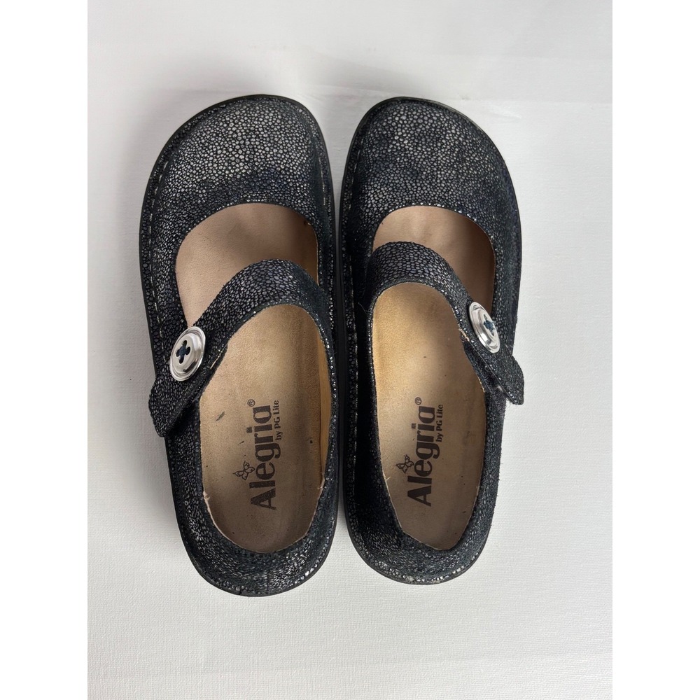 Alegria Paloma Mary Jane Shoes Black Blue Stingray Leather EU 38 US 8-8.5 - Picture 7 of 12